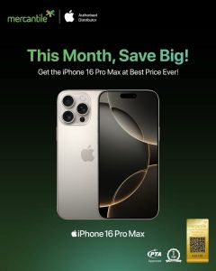 Iphone 16 Pro Max 256Gb White Official Store Pta Approved with 2-years official warranty and care+ aslo Free 20v Charger On Intallment by Official Apple Store